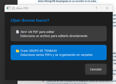 Opciones de apertura